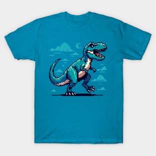 Blue T rex Pixel T-Shirt